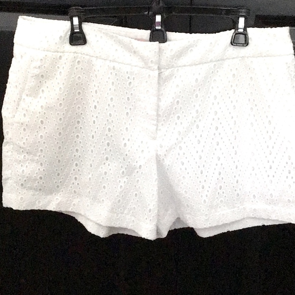 Womens white eyelet dress shorts. Fully lined Vacaction and cruise wear ready!